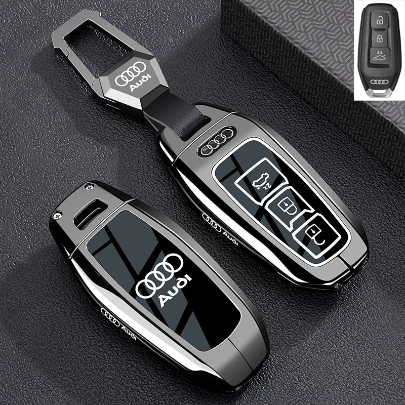Audi Black Warrior Key Case – Piano-Gloss Shell with Gunmetal Frame