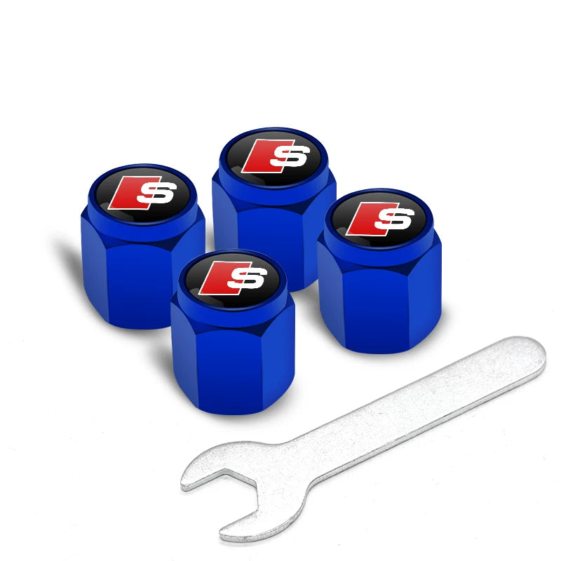 Audi Signature Anti-Theft Valve Caps – Wrench-Lock Hex Aluminium Set of 4