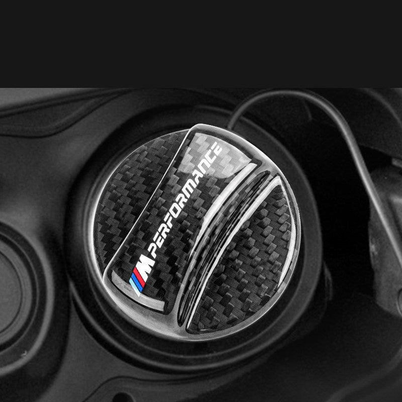 BMW M Performance fuel cap cover installed on vehicle - precise factory fit
