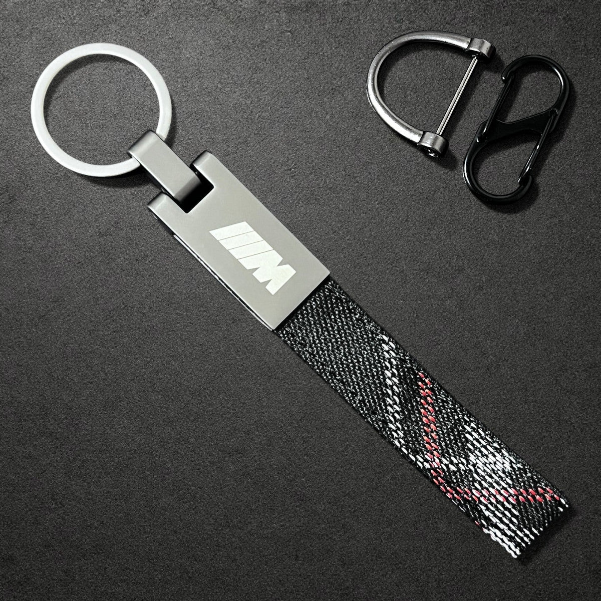 BMW M Performance Leather Key Fob Strap & Keychain Ring