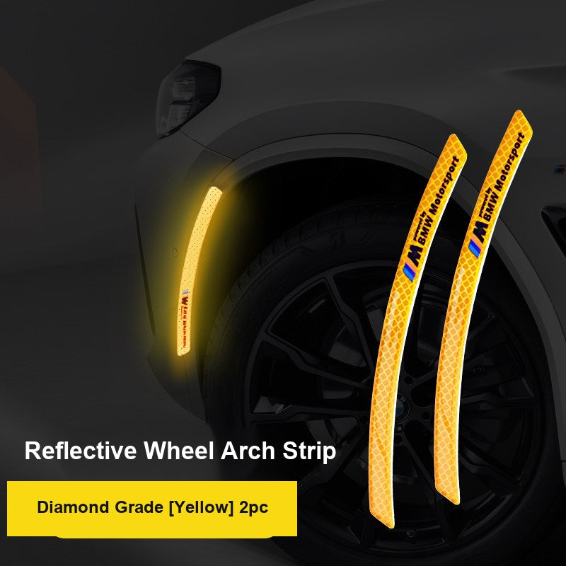 BMW reflective wheel arch anti-collision strips, yellow, set of 2