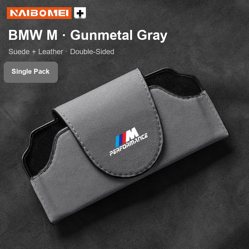 BMW M Performance suede visor glasses case gunmetal gray