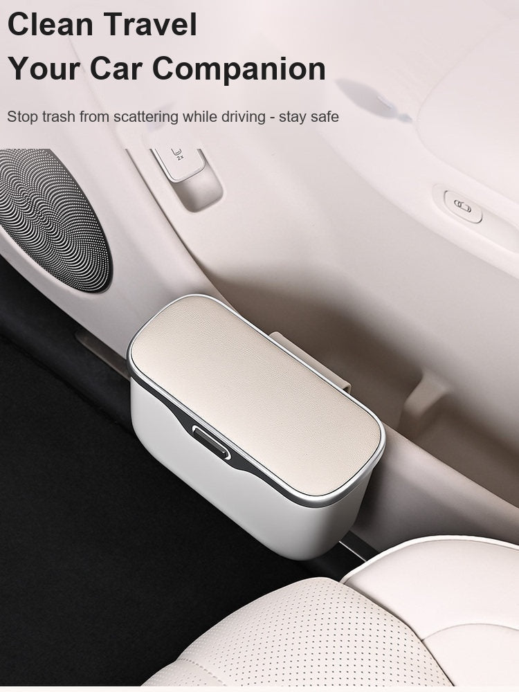 BMW car door trash bin mounted in rear door panel, clean travel companion