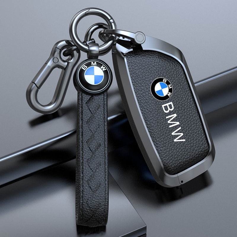 BMW genuine leather key fob case cover with keychain - F-Series, G-Series & New Model BMW smart key protector