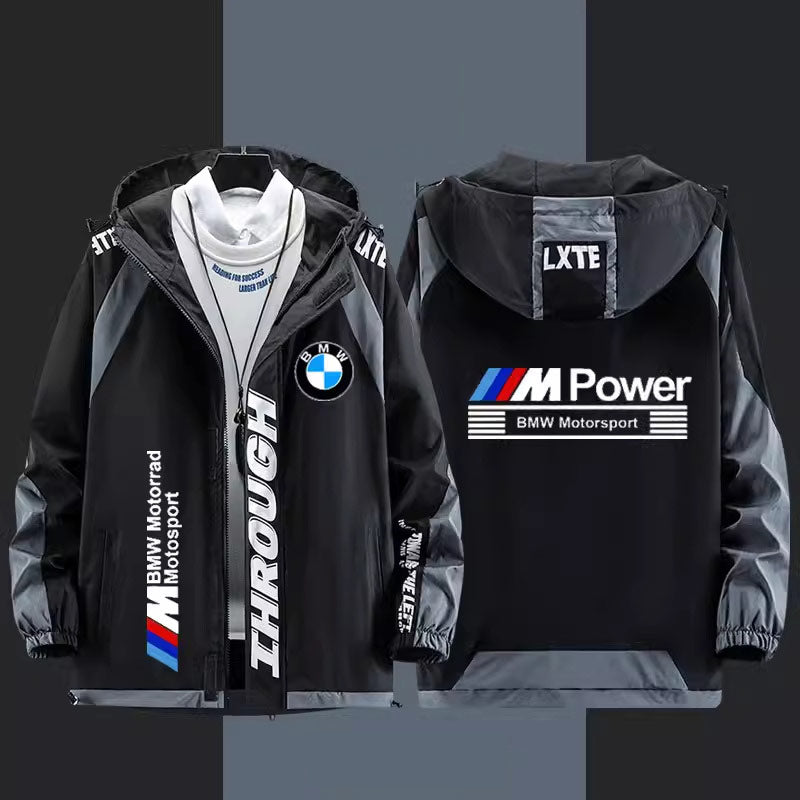 سترة واقية من الرياح BMW M Power - بغطاء رأس، رسومات قابلة للتخصيص