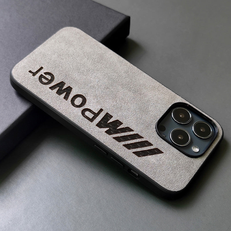 BMW M Power carbon suede iPhone case in Silver Grey