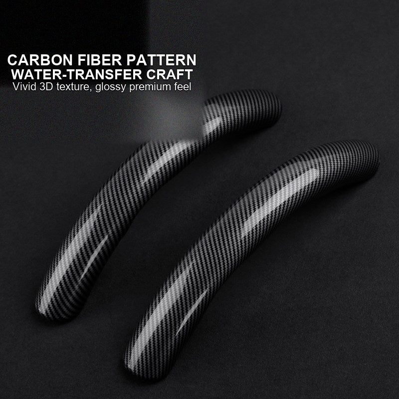 Close-up of carbon fiber water-transfer texture on steering wheel cover