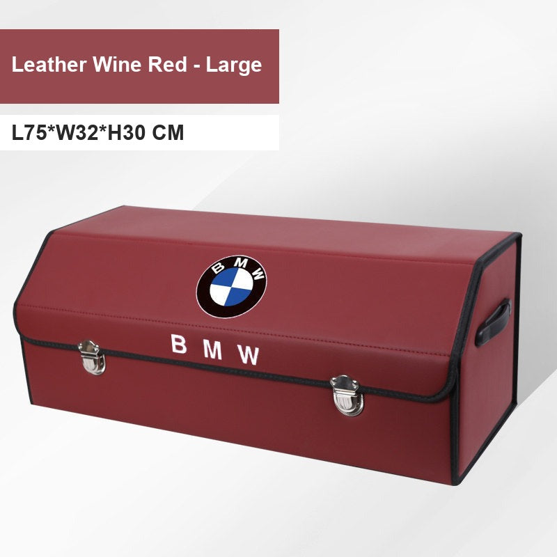 BMW leather trunk storage box - Logo Extra Large 75cm Wine Red BMW Badge
