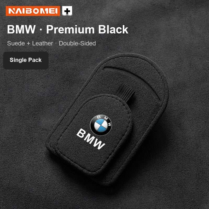 BMW logo suede visor glasses clip premium black