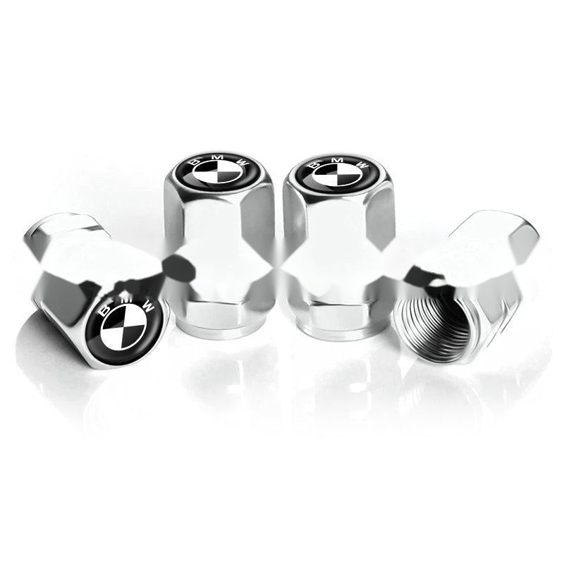 BMW classic roundel silver tire valve caps, set of four