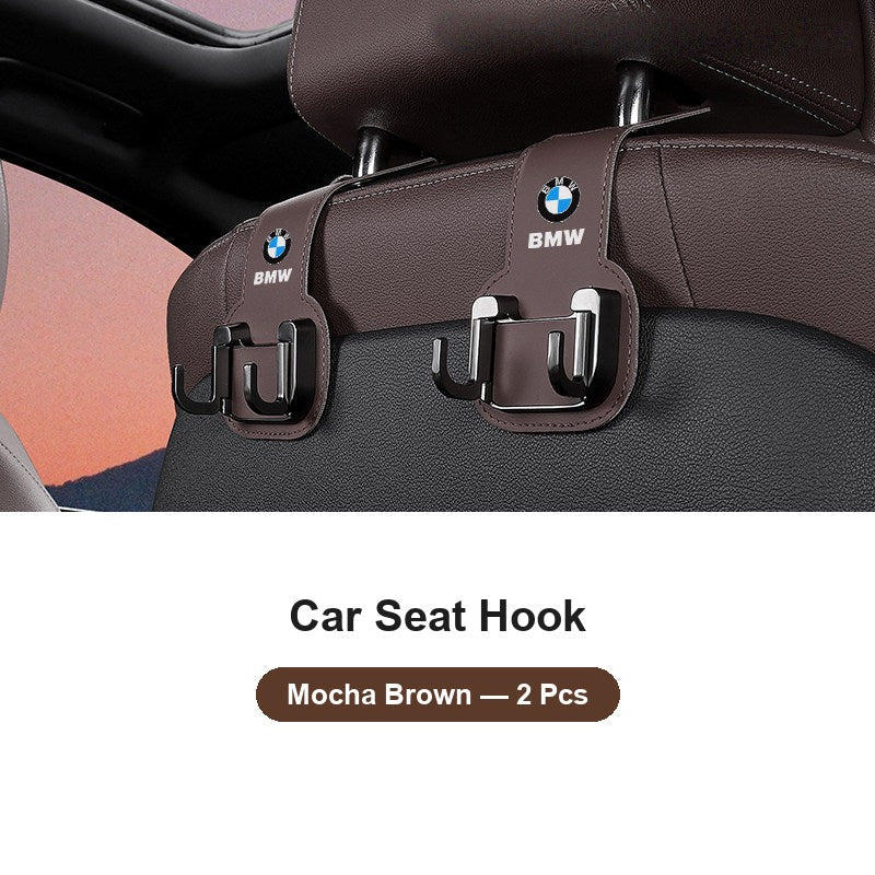 BMW seat back hook in Mocha Brown, set of 2