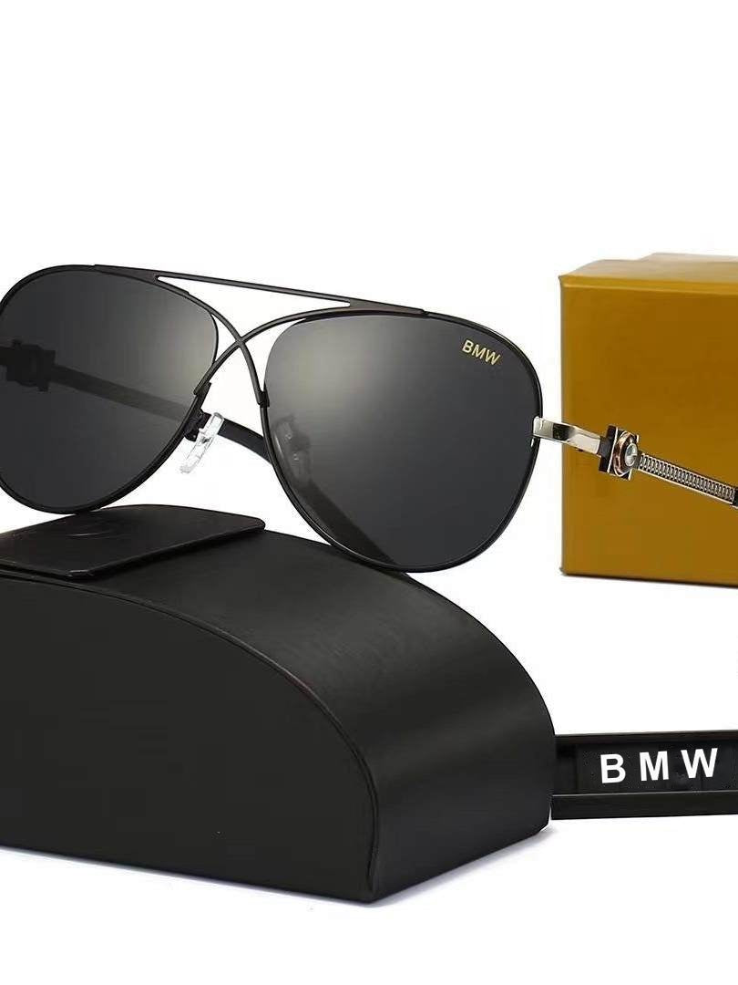 Black frame BMW polarized aviator sunglasses with case and gift box