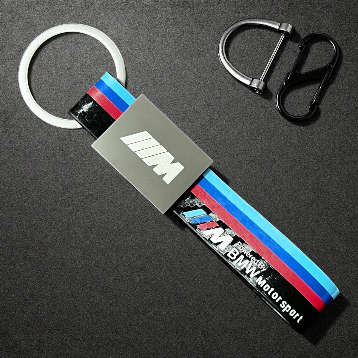 BMW M Performance Leather Key Fob Strap & Keychain Ring