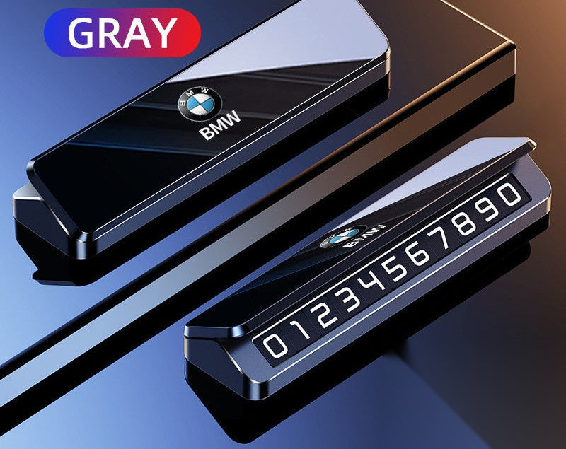 BMW Plain Black parking number plate in dark gunmetal finish