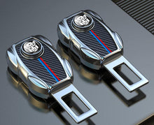 Extensor de hebilla de cinturón BMW – Estilo fibra de carbono y cuero, juego de 2