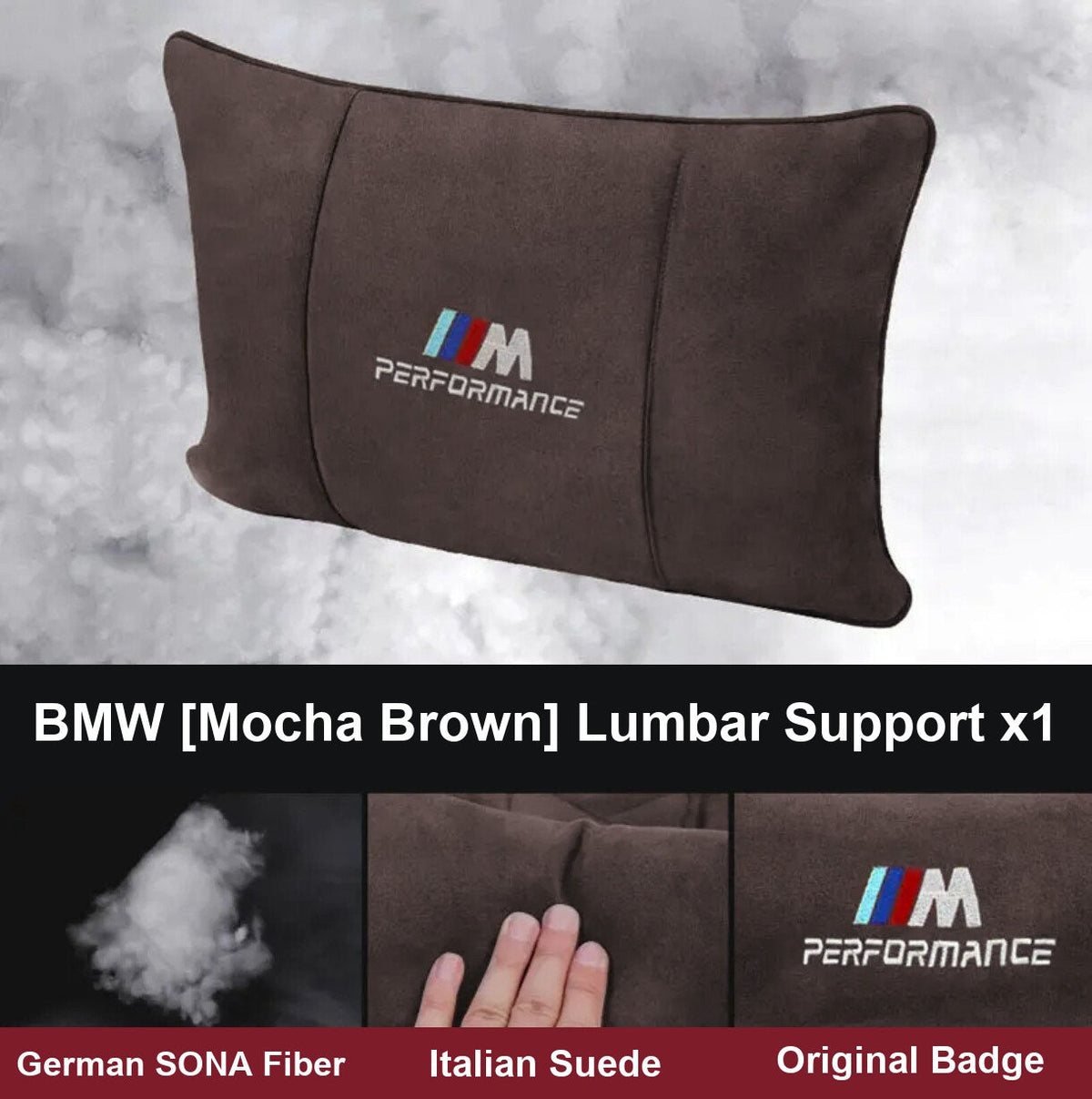 BMW M Performance lumbar support cushion, mocha brown