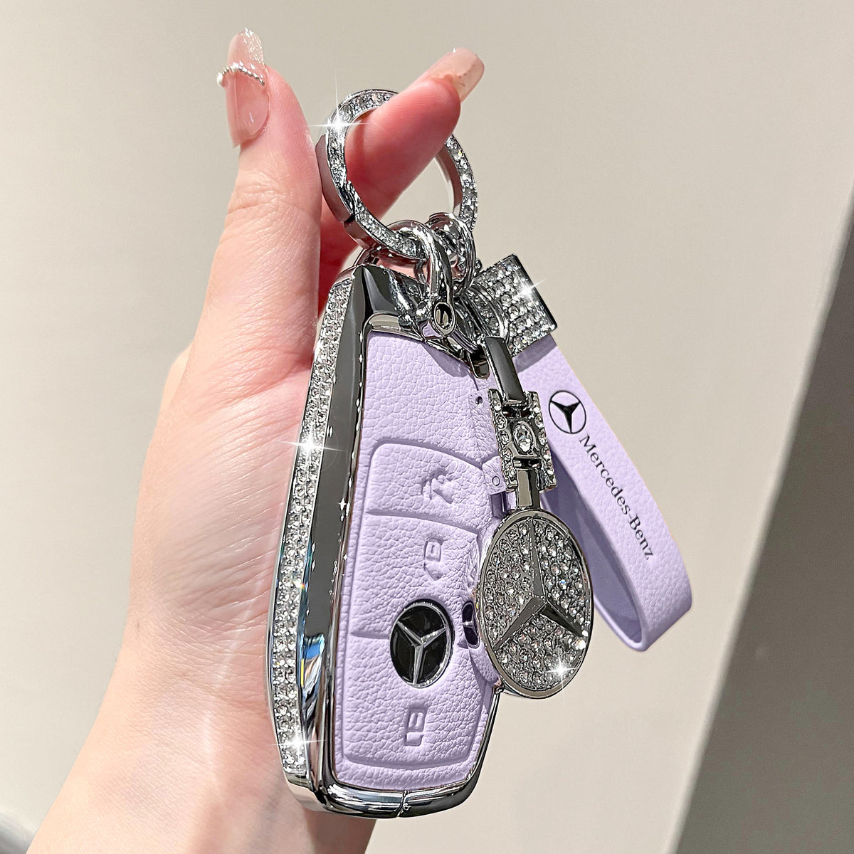 For Mercedes-Benz E300L Key Case C260L Car GLA GLB220 GLC260 Genuine Leather GEL350 Buckle EQA