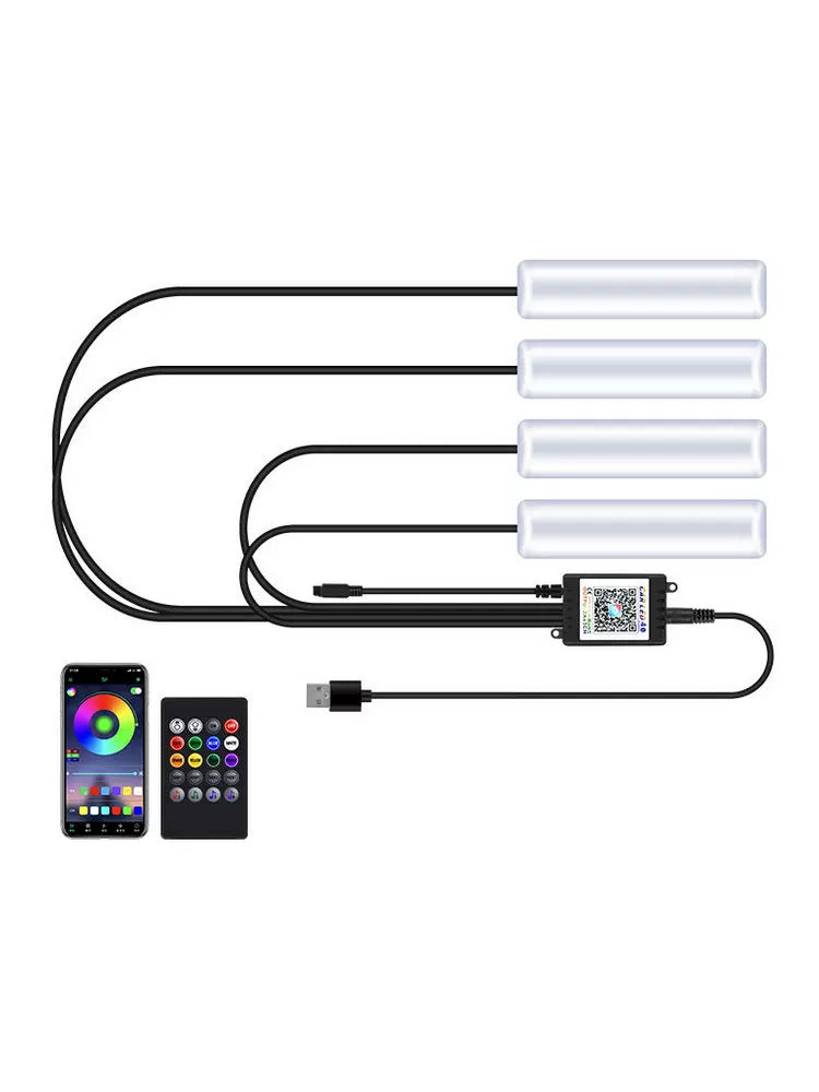 4-light footwell ambient kit with controller, phone app and remote