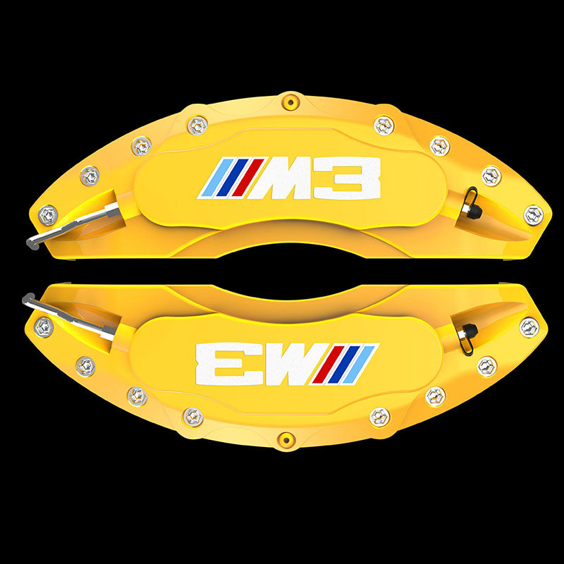 BMW brake caliper covers, Yellow finish, M3 logo