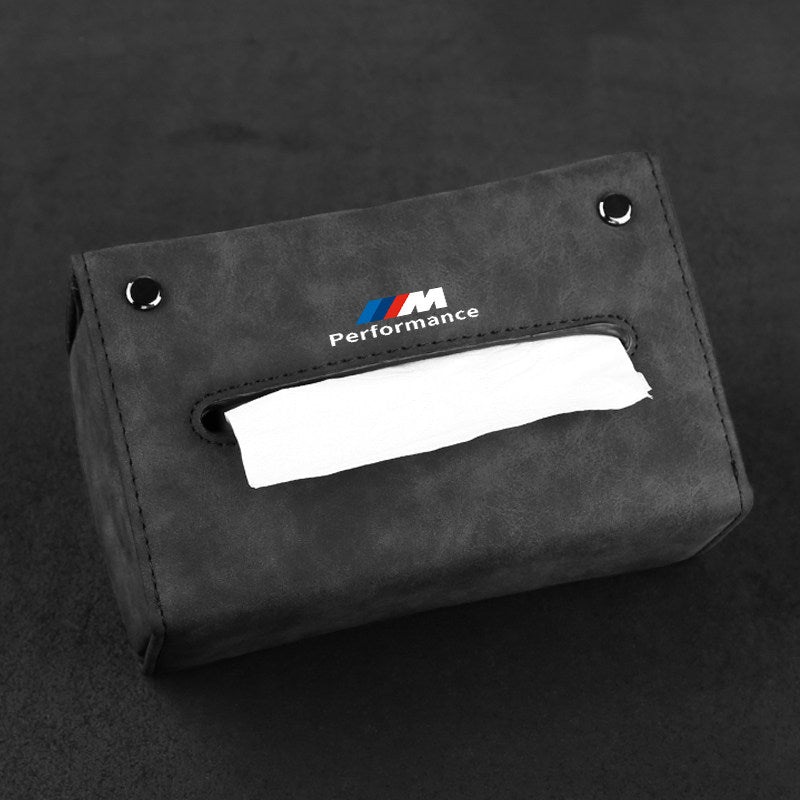 BMW M Performance tri-color stripe logo suede tissue box holder