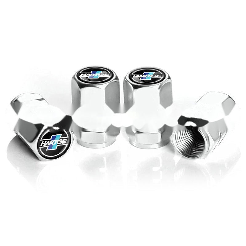 Hartge silver tire valve caps, set of four