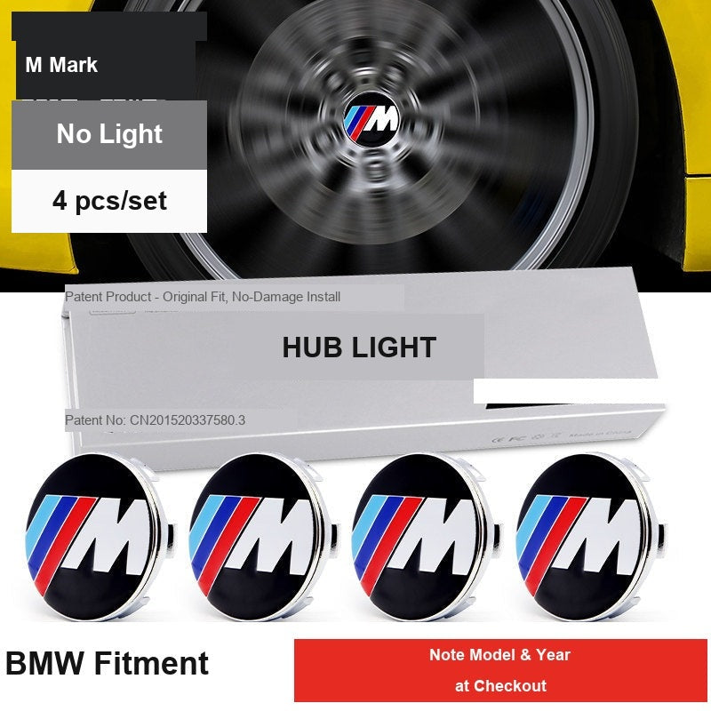 BMW M mark hub light no light 4 piece set