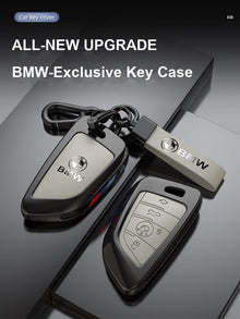 BMW lædernøgleetui - Premium metaldæksel med nøglering