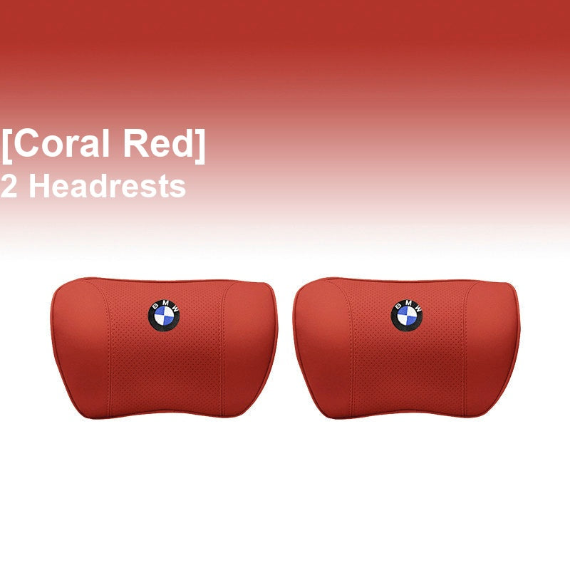 BMW Coral Red - 2 Headrests - Memory Foam Cushion