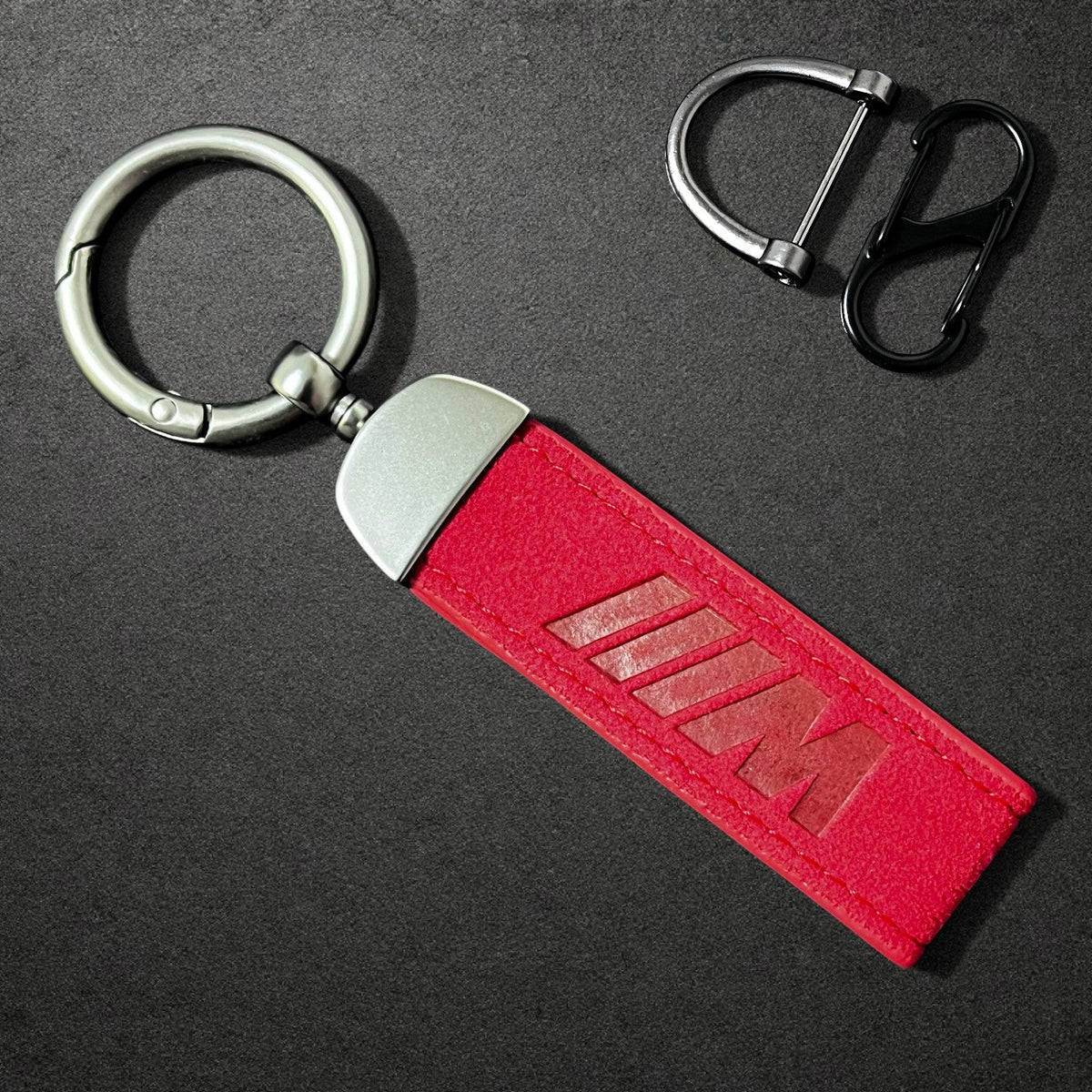 BMW M Performance Leather Key Fob Strap & Keychain Ring