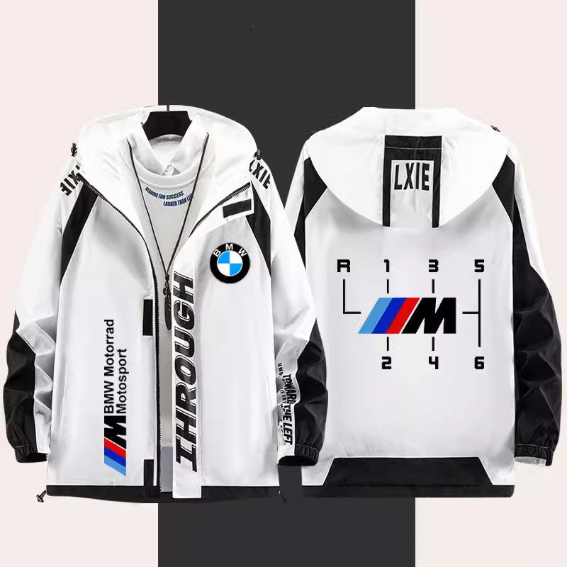 سترة واقية من الرياح BMW M Power - بغطاء رأس، رسومات قابلة للتخصيص