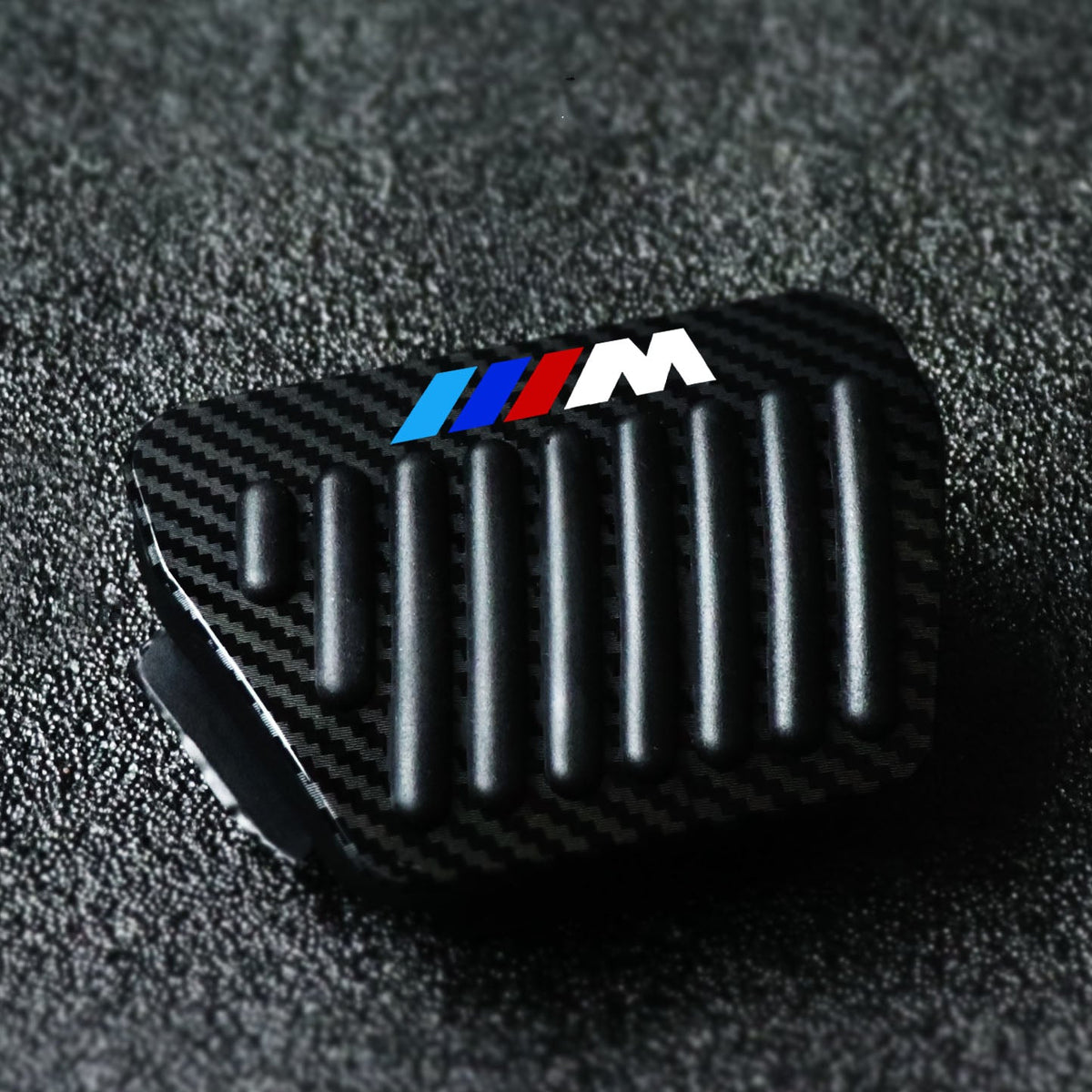 BMW M Sport aluminium alloy pedal covers - no-drill brake and throttle foot pedals with M tri-colour logo