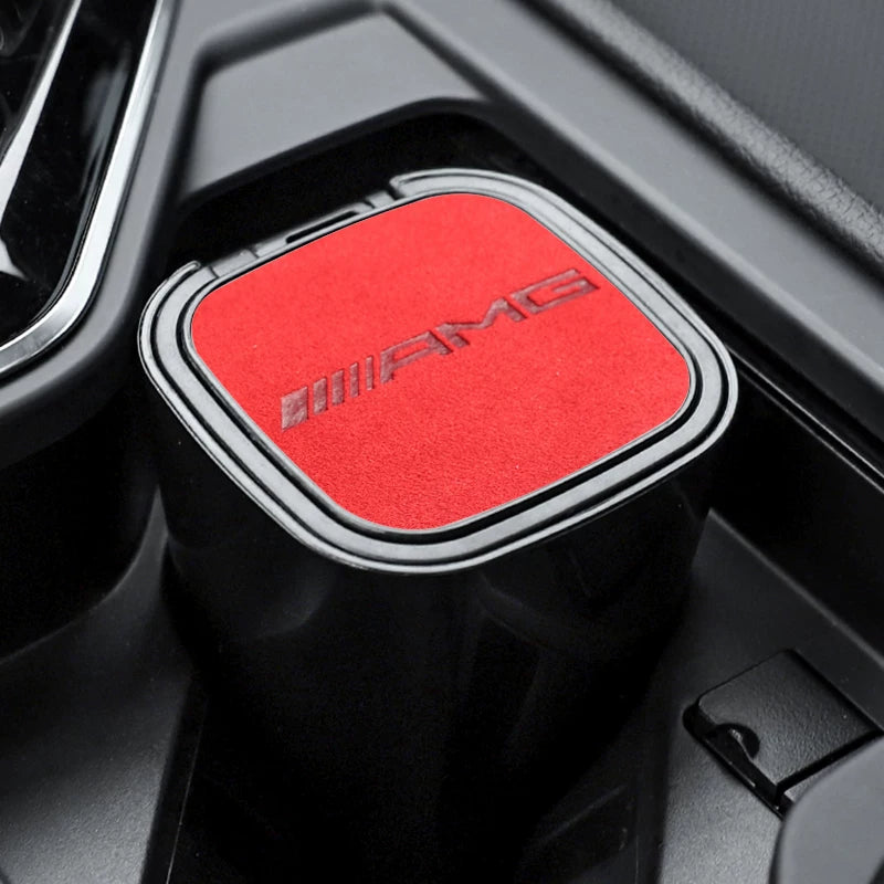 The car ashtray is suitable for BMW M STANDARD, AUDI RS, MERCEDES BENZ AMG, Volkswagen R suede multi-function ashtray