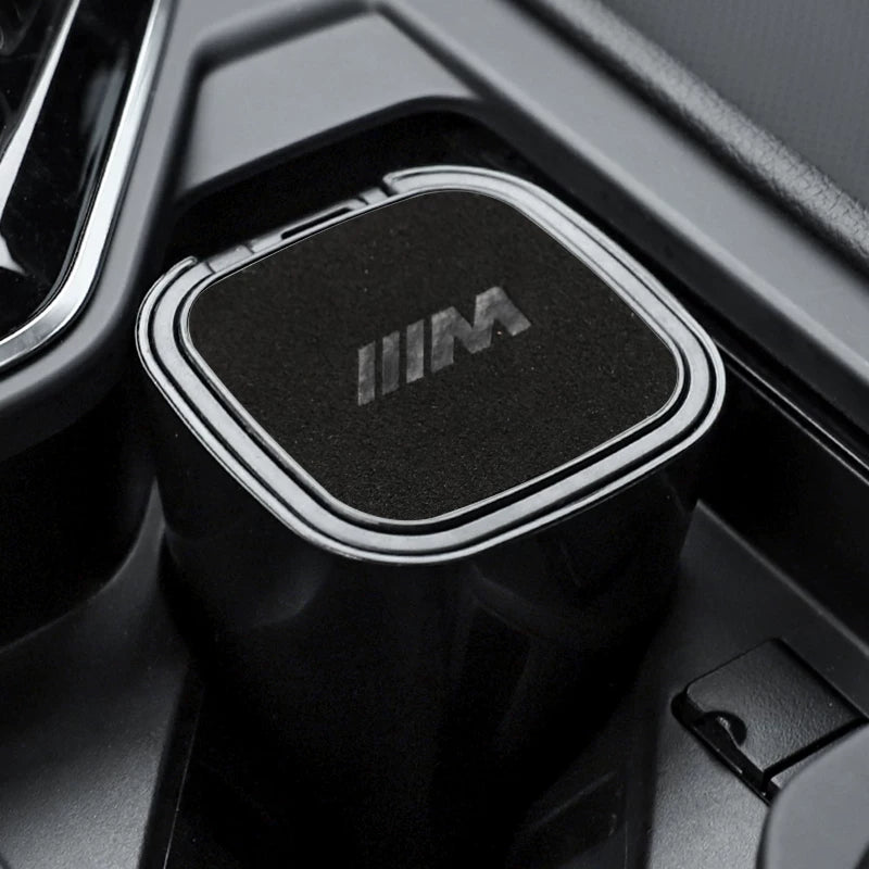 The car ashtray is suitable for BMW M STANDARD, AUDI RS, MERCEDES BENZ AMG, Volkswagen R suede multi-function ashtray