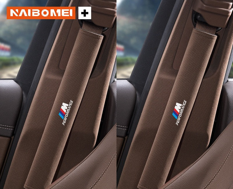BMW M Performance seat belt shoulder pad, mocha brown, pair, 33cm