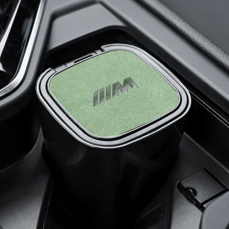 The car ashtray is suitable for BMW M STANDARD, AUDI RS, MERCEDES BENZ AMG, Volkswagen R suede multi-function ashtray