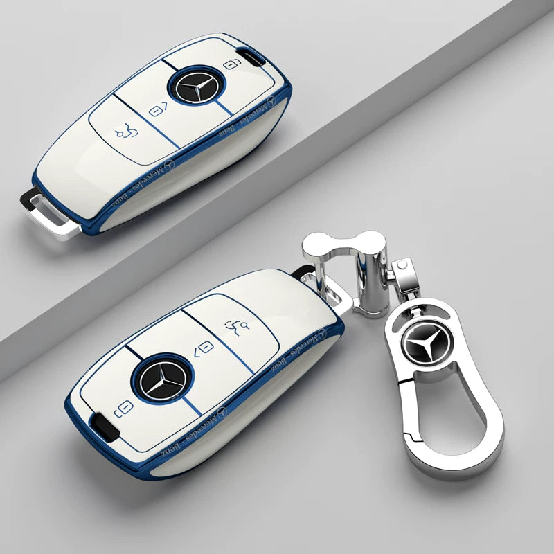 Mercedes-Benz Riviera Two-Tone Key Case – gloss shell with contrast edge trim and keychain