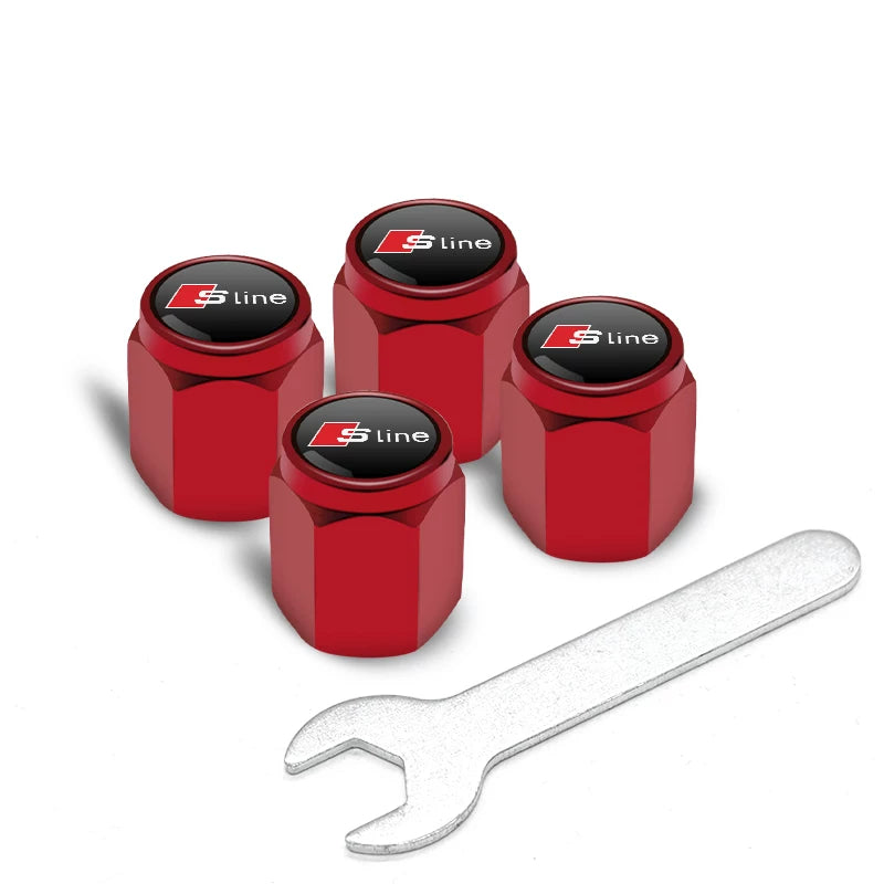 Audi Signature Anti-Theft Valve Caps – Wrench-Lock Hex Aluminium Set of 4