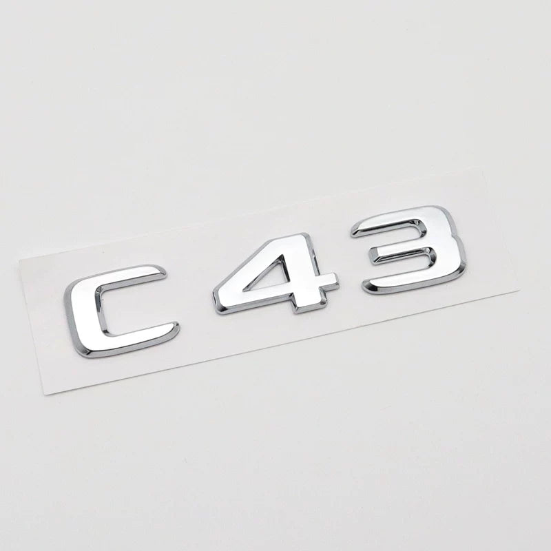 Mercedes-AMG C43 rear trunk badge in chrome silver