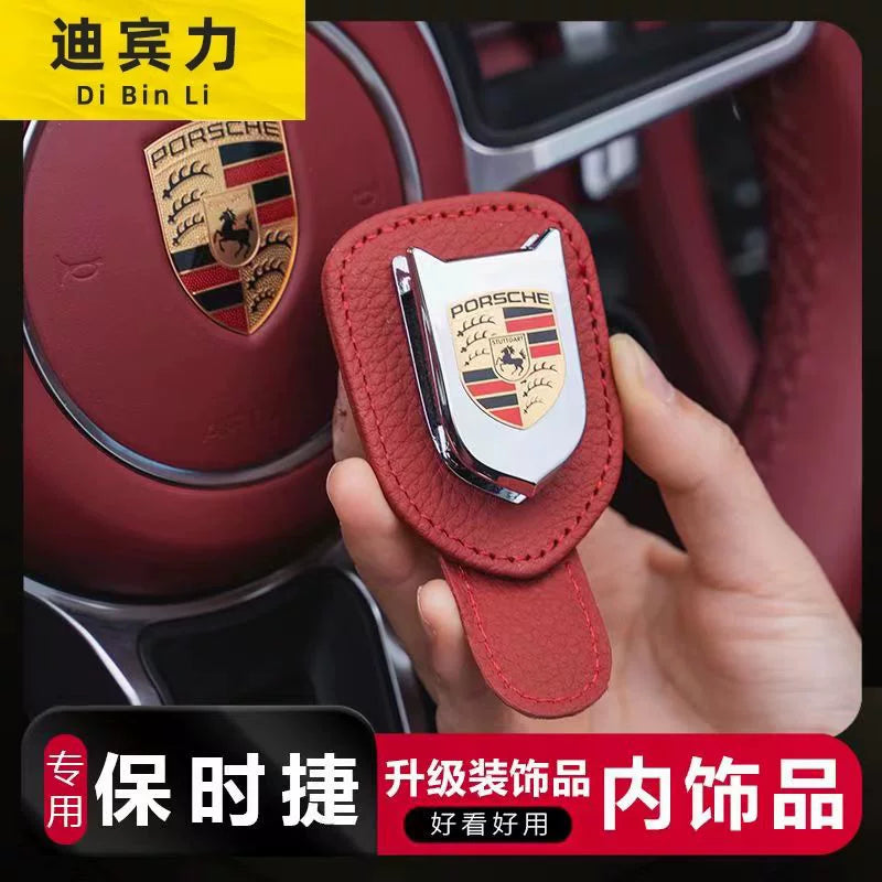 Suitable for Porsche Cayenne Macan 911 Panamera car glasses case, eyeglass clip, and interior modification accessories