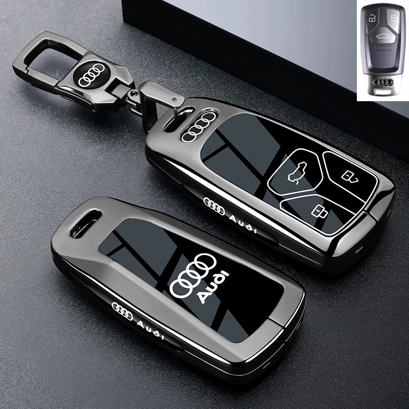 Audi Black Warrior Key Case – Piano-Gloss Shell with Gunmetal Frame
