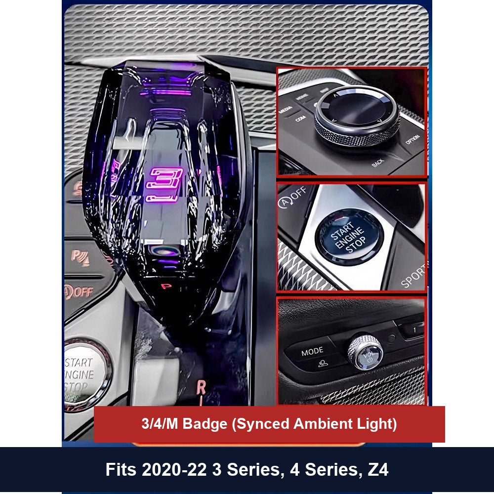 BMW Crystal Gear Knob - Synced Ambient Light, Fits 3 Series 4 Series Z4
