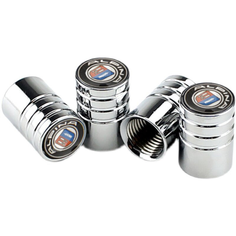 BMW Alpina silver tire valve caps, set of four