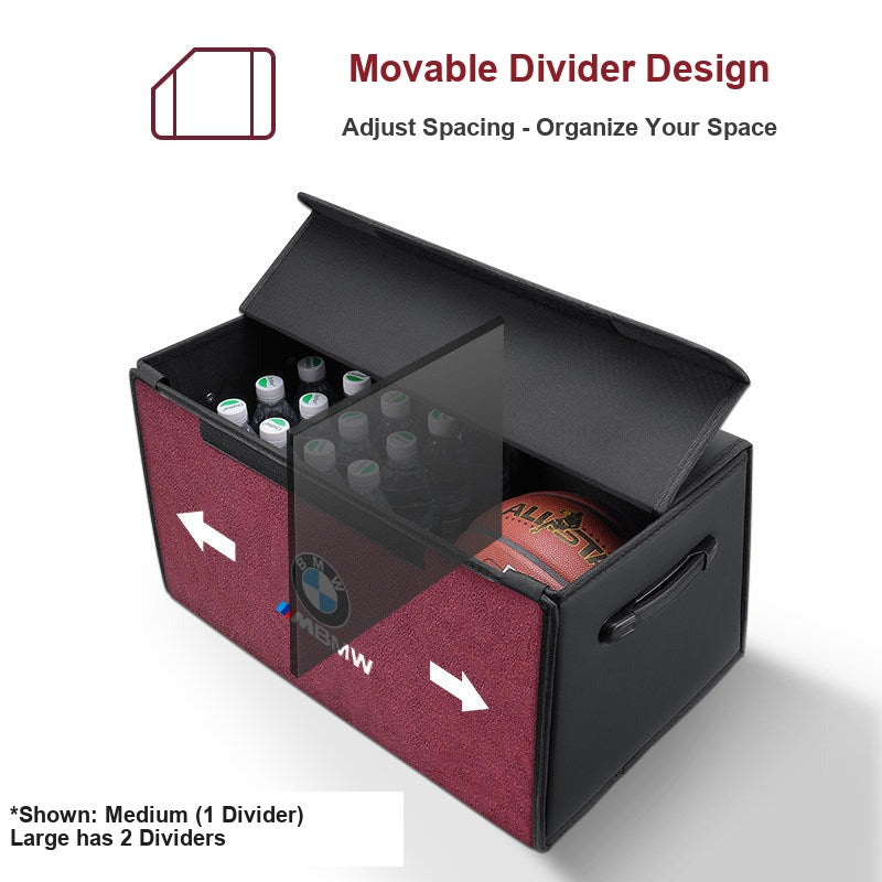 BMW car trunk storage organizer box - foldable with movable dividers