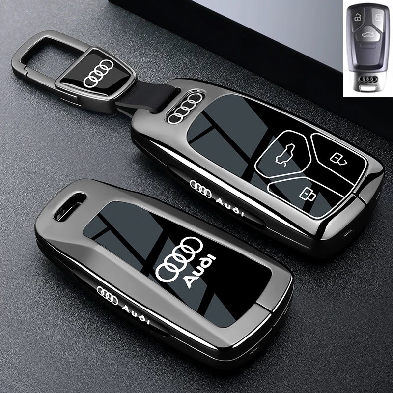Audi Black Warrior Key Case – Piano-Gloss Shell with Gunmetal Frame