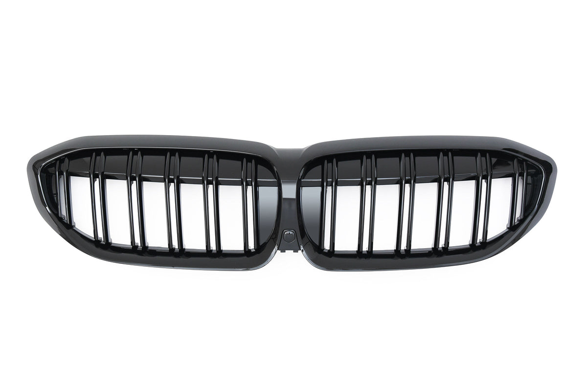 BMW Kidney Grille - Gloss Black Front Grille, G20 3 Series (2020-22) - Double Line Gloss Black