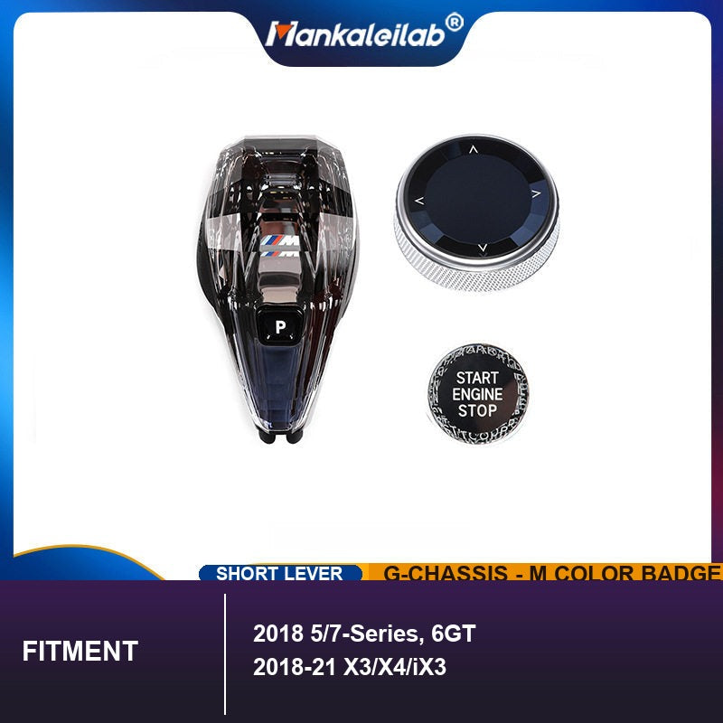 BMW G-Chassis Crystal Gear Knob Set - M Color Badge (2018 5/7-Series, 6GT, 2018-2021 X3/X4/iX3)