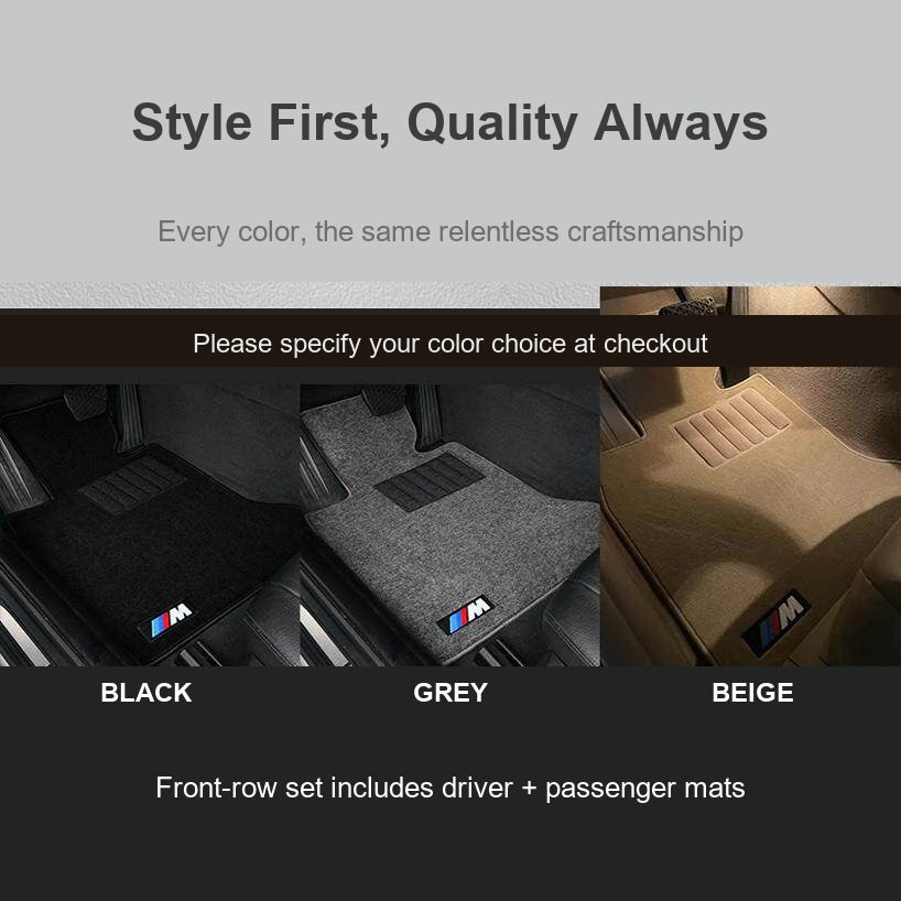BMW floor mat color options - black, grey, beige - driver and passenger set
