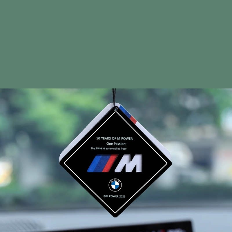 BMW M Power 50th Anniversary air freshener close-up detail