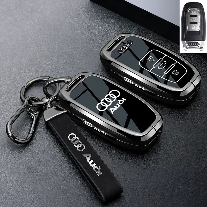 Audi Black Warrior Key Case – Piano-Gloss Shell with Gunmetal Frame