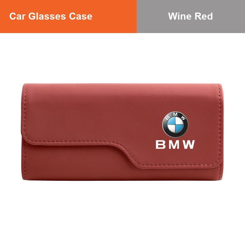 BMW sun visor glasses case in Wine Red
